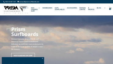 Page d'accueil du site : Prism Surfboards 