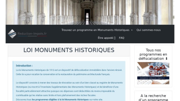 Page d'accueil du site : Loi Monuments Historiques