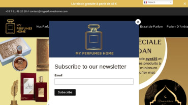 Page d'accueil du site : My perfumes home
