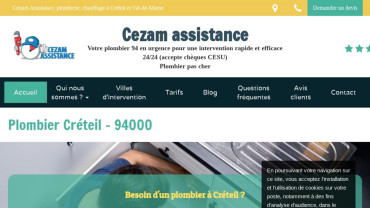 Page d'accueil du site : Cezam Assistance 