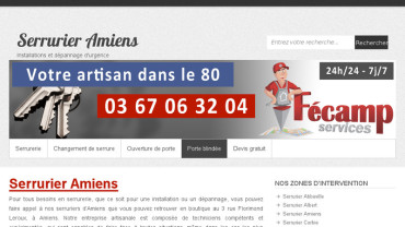 Page d'accueil du site : Serrurier Amiens