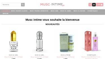 Page d'accueil du site : Musc Intime