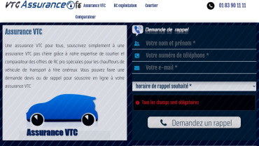 Page d'accueil du site : Assurances VTC