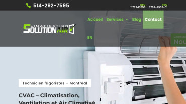 Page d'accueil du site : Climatisation Solution Air