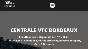 Page d'accueil du site : Centrale VTC Bordeaux
