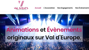 Page d'accueil du site : Val Event's