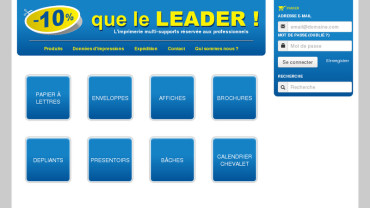 Page d'accueil du site : Moins 10% quele leader