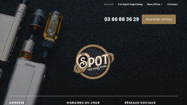 Page d'accueil du site : The Spot Vape Shop