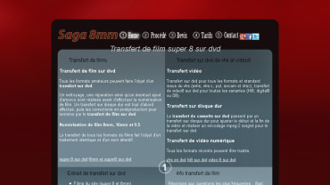 Page d'accueil du site : Saga 8mm