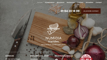 Page d'accueil du site : Boucherie Restaurant Numidia 