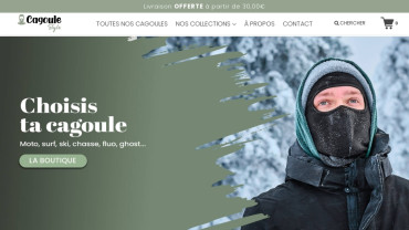 Page d'accueil du site : Cagoule style