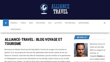 Page d'accueil du site : Alliance Travel