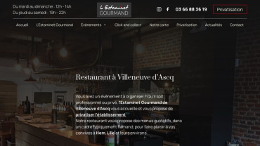 Page d'accueil du site : Estaminet Gourmand