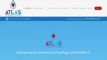 Page d'accueil du site : Atlas Plomberie Chauffage