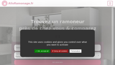Page d'accueil du site : Allô Ramonage