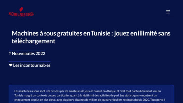 Page d'accueil du site : Machines A Sous Tunisie