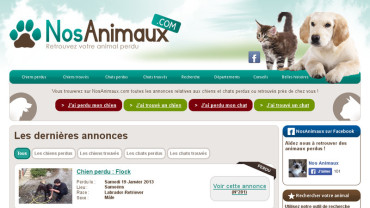 Page d'accueil du site : Nos animaux