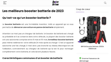 Page d'accueil du site : Booster Batterie