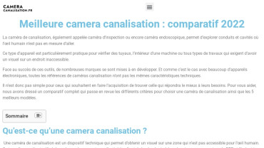 Page d'accueil du site : Caméra Canalisation