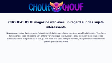Page d'accueil du site : Chouf-Chouf