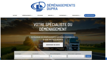 Page d'accueil du site : Déménagements Dupra