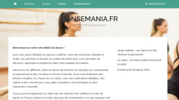 Page d'accueil du site : Dansemania.fr