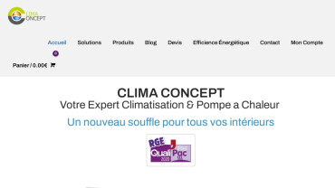 Page d'accueil du site : Clima Concept