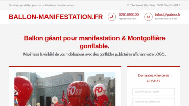 Page d'accueil du site : Ballon Manifestation