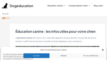 Page d'accueil du site : Dog Education