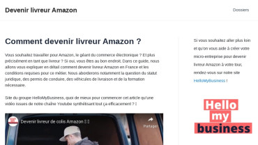 Page d'accueil du site : Devenir livreur Amazon