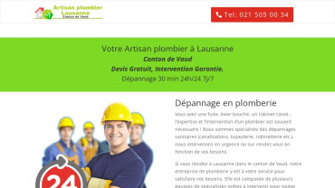 Page d'accueil du site : SOS Plombier Lausanne