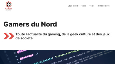 Page d'accueil du site : Gamers du Nord