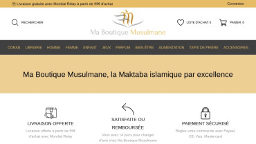 Page d'accueil du site : Ma Boutique Musulmane