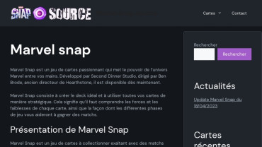 Page d'accueil du site : Marvel Snap Source