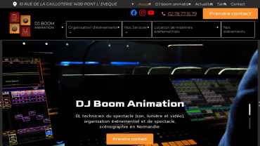 Page d'accueil du site : DJ Boom Animation 