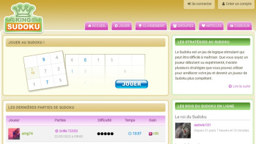 Page d'accueil du site : King Sudoku