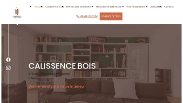 Page d'accueil du site : Calissence Bois