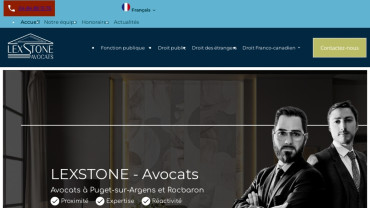 Page d'accueil du site : Lexstone Avocats