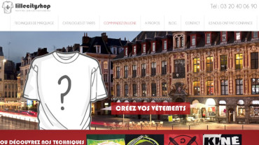 Page d'accueil du site : Lille City Shop