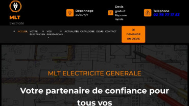 Page d'accueil du site : MLT Electricité