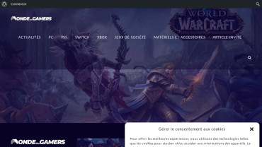 Page d'accueil du site : Monde des gamers