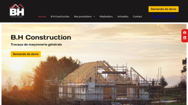 Page d'accueil du site : B.H Construction