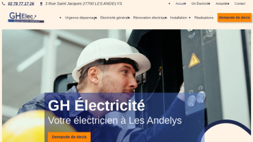 Page d'accueil du site : GH Electricité