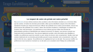 Page d'accueil du site : Tirage Euromillions