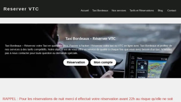 Page d'accueil du site : Reserver VTC