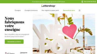 Page d'accueil du site : Lettershop