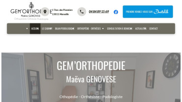Page d'accueil du site : Gem'Orthopédie