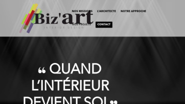 Page d'accueil du site : Biz’art Intérieur