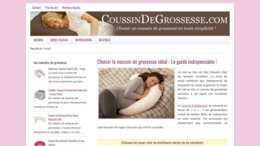 Page d'accueil du site : Coussin de grossesse