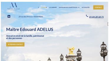 Page d'accueil du site : Adelus Avocat 